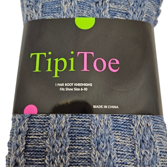 NWT Tipi Toe Marled Light Blue Cable Knit Knee High Boot‎ Socks Over Knee Socks - Picture 9 of 11